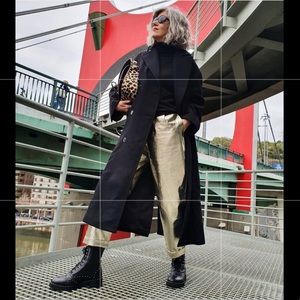 Zara black leather studded ankle boots